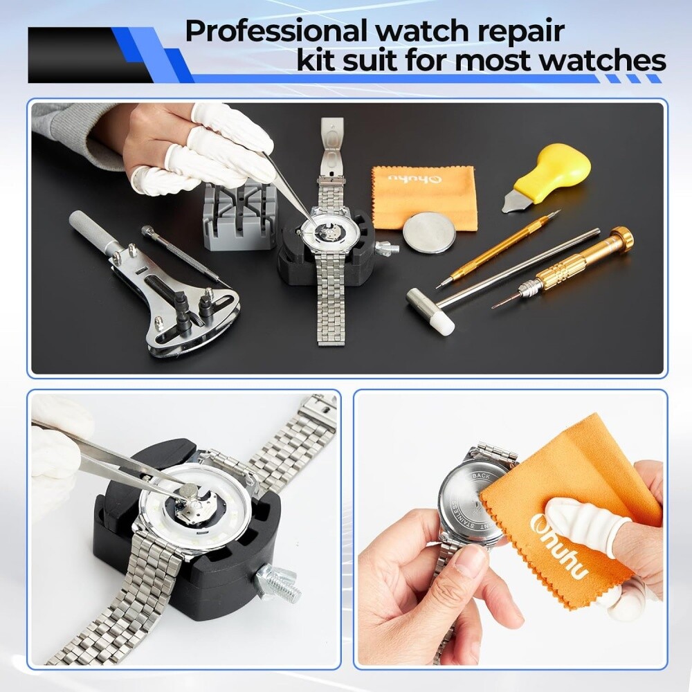 72PCS Watch Repair Kit, Watchmaker Back Case Remover Opener Link Pin Spring Bar