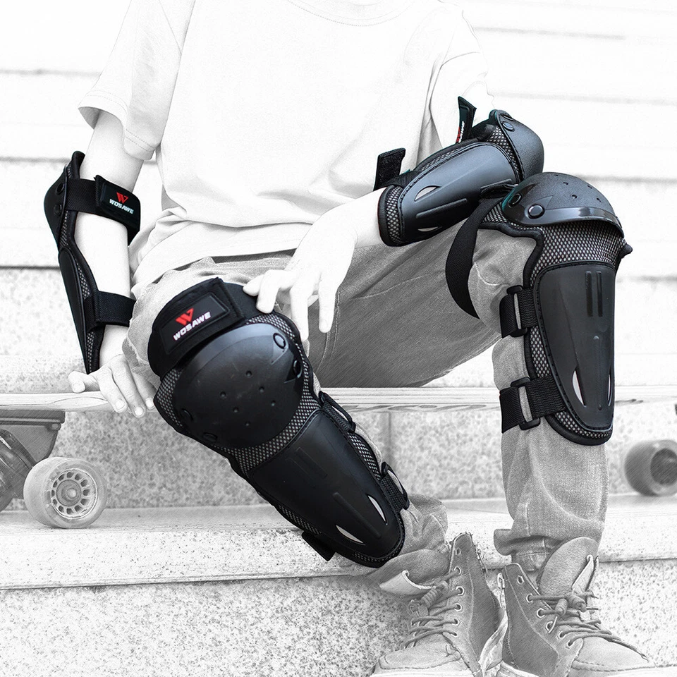 WOSAWE Kids Youth Motocross Cycling Knee Elbow Pads Armor Guards Protective Gear - Image 3 of 4