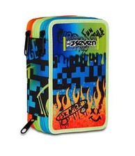 ASTUCCIO SEVEN 3 ZIP - SCRIBBLED FLAME SCUOLA E TEMPO LIBERO