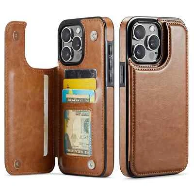 CYBERLAND Wallet Case for iPhone 16 15 14 13 12 11 Pro Max SE 2022 8 7 Card Slots Magnetic