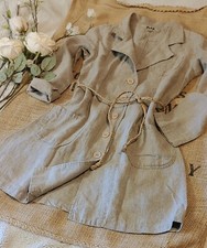 Flax Lithuania 100% Linen Jacket Blazer Pockets Lagenlook Mid Length Duster S Xs