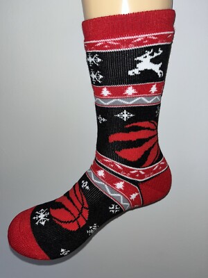 TORONTO RAPTORS NBA BASKETBALL LOGO MENS HOLIDAY PATTERN CREW SOCKS MEDIUM