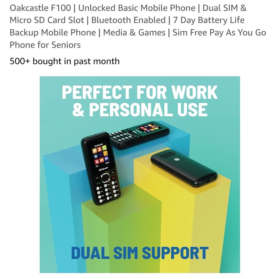 Dual 2 SIM Card Mobile Phone , Unlocked Brand New + 2 New Top Up SIM