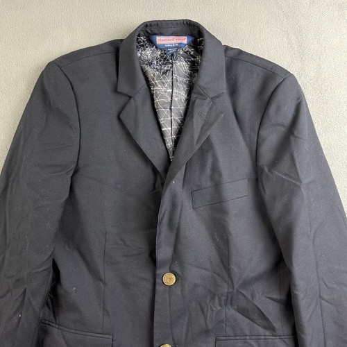 Vineyard Vines Suit Jacket Boys 14 Blue Blazer Wool Blend Sports Coat Nautical - Picture 6 of 14
