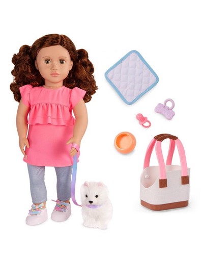 🇺🇸 Our Generation BECCA & PEARL 18'' Doll Pet Dog Carrier Accessories Set NEW - Picture 1 of 4