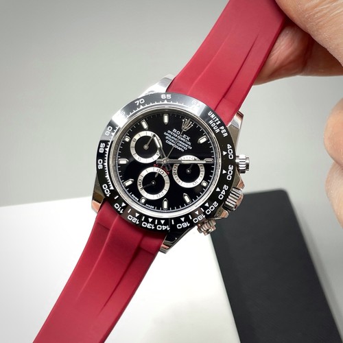 Rubber Curved End Fit Watch Strap Band Made For Rolex Daytona 116500LN 116520 - Picture 5 of 85