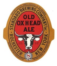 IRTP Standard Brewing Co OLD OX HEAD ALE beer label NY 32oz 