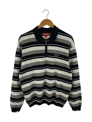 Supreme Long Sleeve Shirt 24AW Stripe Zip L S Polo M Cotton Black 