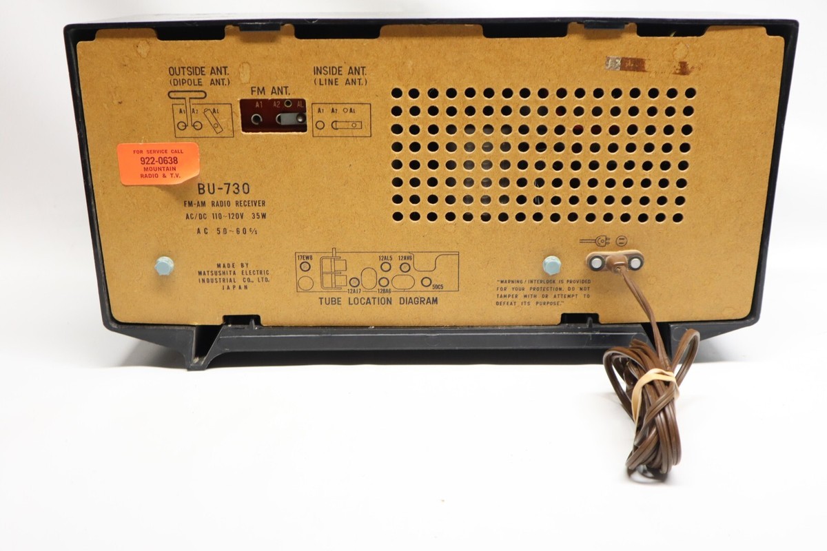 VINTAGE MCM MATSUSHITA ELECTRIC BU-730 VACUUM TUBE RADIO FM
