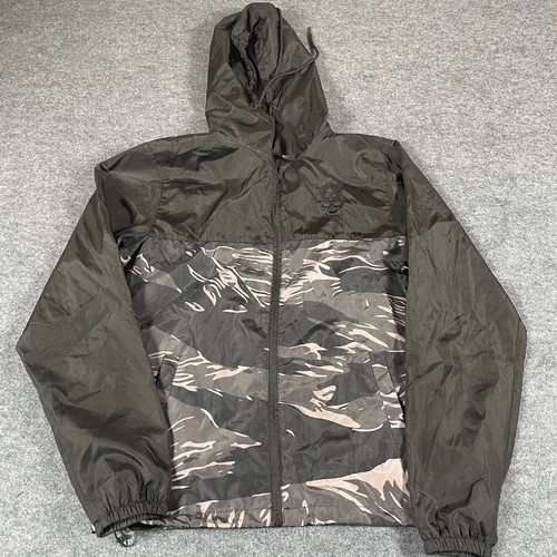 Zero Foxtrot Jacket Mens Small S Black Gray Camo Lightweight Windbreaker Veteran