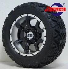 GOLF CART 12"  MACHINED GHOST ALUMINUM WHEELS and 20" AT TIRES (SET OF 4) 