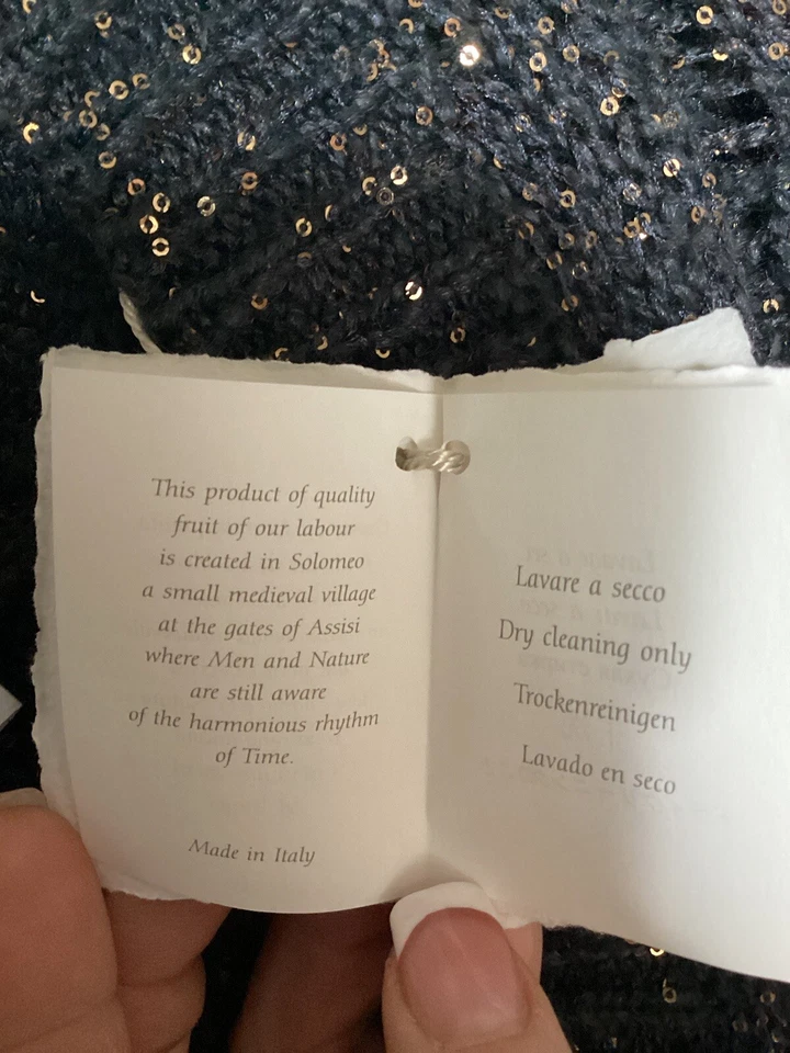 Brunello Cucinelli女式V领罗纹下摆钩针编织带美丽亮片 — 第 4/4 张图片