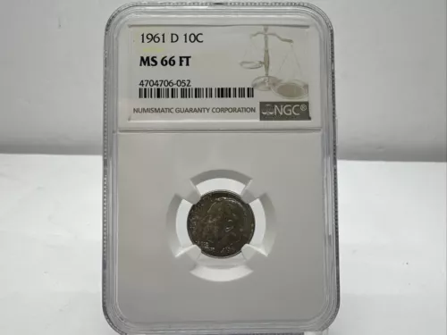 1961-D 10C Roosevelt Dime NGC MS66 FT Full Torch DB2-28
