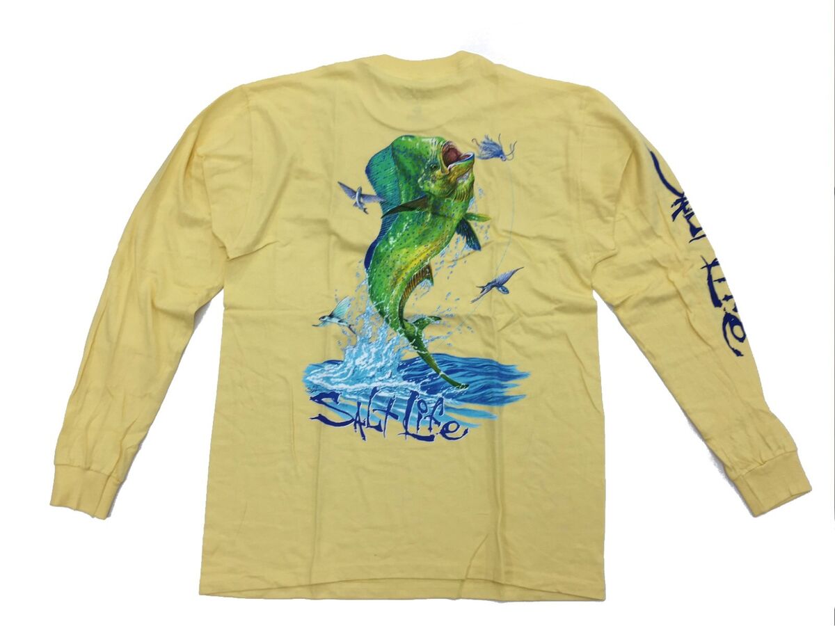 Salt Life Long Sleeve Logo Mahi Explosion Fishing T-Shirt BRAND