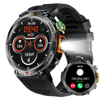 Military smart watch w/LED flashlight 1.45" HD touch screen Fitness Tracker New