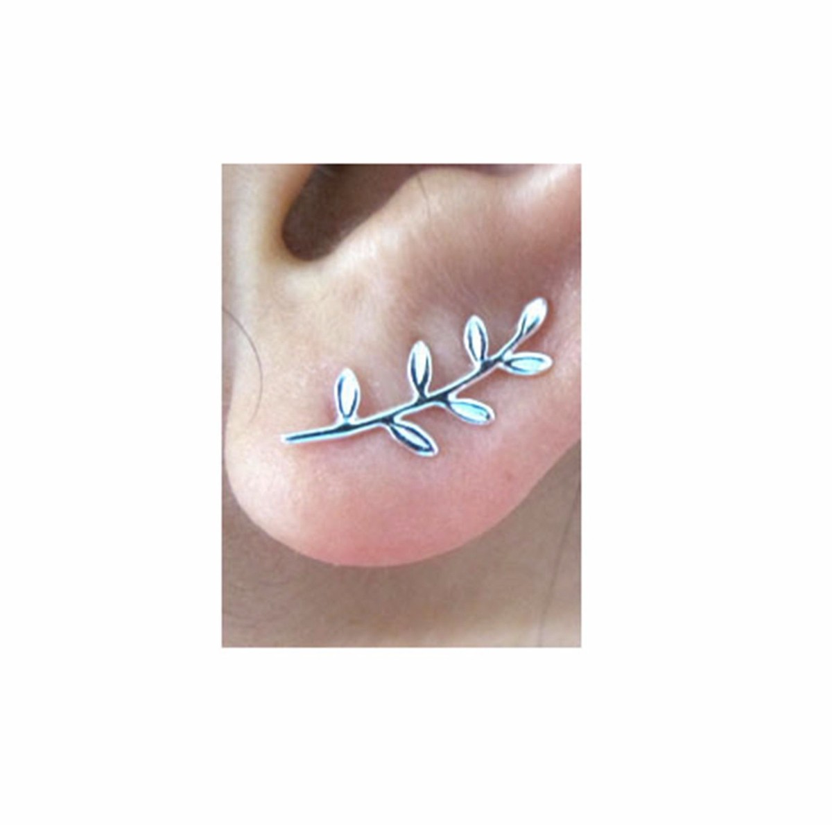 Orecchino Gancio Arrampicatore Argento Orecchino A Gancio Arrampicatore In Argento Sterling 925 - Design Foglia, Per Orecchio Sinistro Orecchino Polsino Senza Pietre Argento Sterling - Foto 9