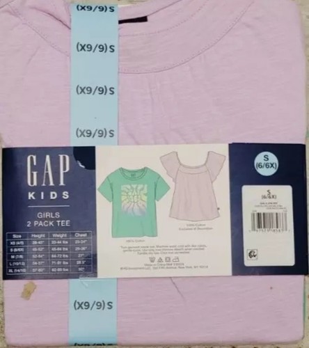 GAP Girls XL 2-pack Short Sleeve Shirt Tops Green Pink Size XL 14/16 NWT - Picture 2 of 2