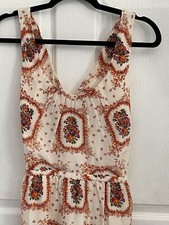 Madewell 100 Silk Dress fully lined twist open back Floral A-line Boho Sz M