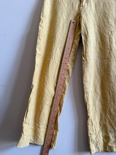 Abercrombie & Fitch Anne High Rise Wide Leg Crop Yellow Linen Pants Womens sz 26 - Picture 5 of 15