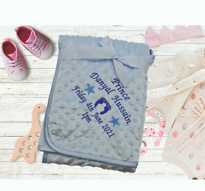 PERSONALISIERTE BABYDECKE BESTICKT WEICHE GRÜBCHEN GESCHENK NEU 2022