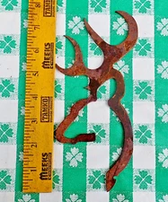 Custom BROWNING Rustic Steel 7.5" Buck Deer Logo Firearms Emblem Fishing Mancave