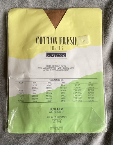 Aristoc Cotton Fresh 20 Denier Smooth Knit Tights "Peach Bloom" Size Medium BNIP - Picture 5 of 7