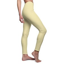 Light Yellow - Women's Cut  Sew Casual Leggings AOP 