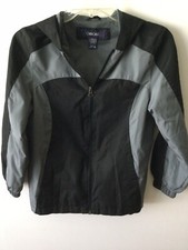 Cherokee Boys Black/Gray Zipper Hooded Windbreaker Jacket Youth Medium 8/10 VGC