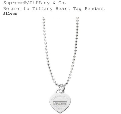 Supreme x Tiffany & Co. Return to Tiffany Heart Tag Pendant Silver 