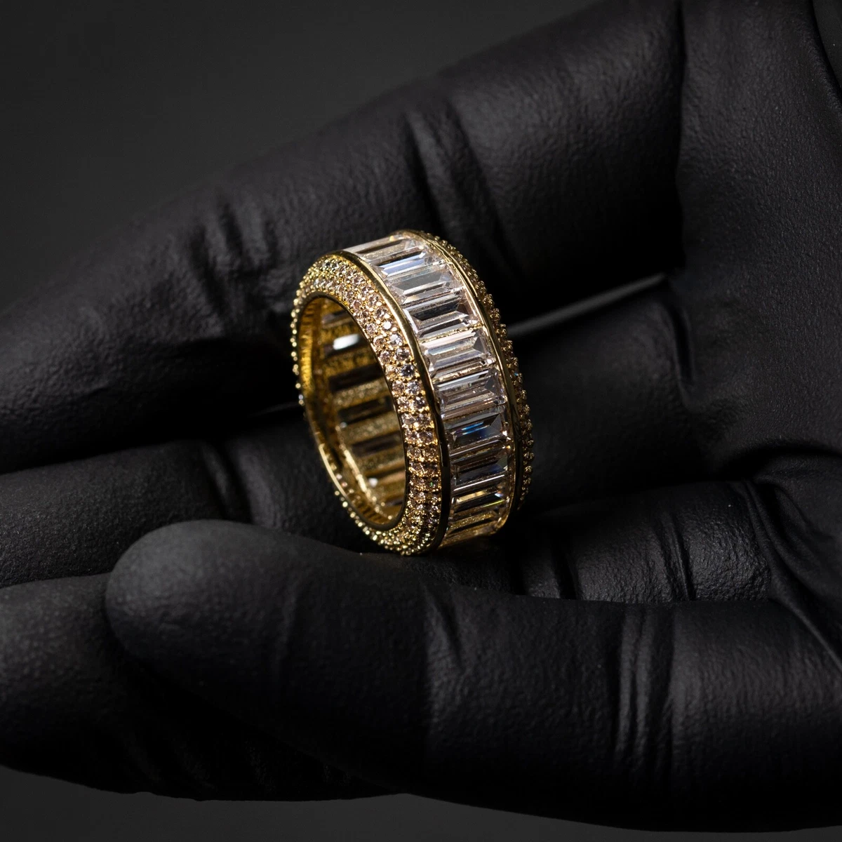 Anillo De Eternidad Oro Amarillo 9K Con Circonitas Arcoíris - Tallas J A S, Regalo Con Certificado De Autenticidad