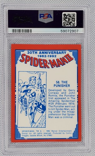 1992 SPIDER-MAN THE PUNISHER 30TH ANNIVERSARY #58 MARVEL PSA 8 NM-MT CARD - Picture 4 of 6