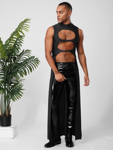 Mens Capes Long Coats Party Cloaks Sleeveless Tops Open Costumes Renaissance - Picture 21 of 69