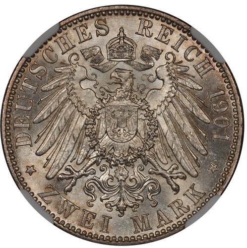 Germany 1901 A 2 Mark Prussia NGC MS65 - Picture 3 of 5