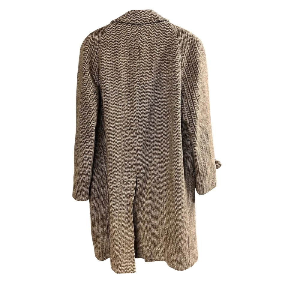 VTG Mens Harris Tweed Coat Herringbone Pure Scottish Wool Outerwear Overcoat - Image 3 of 4