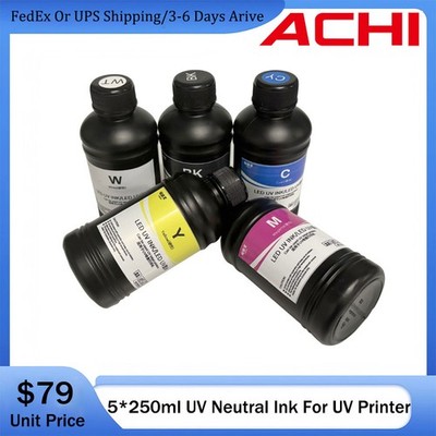 US Neutral 250ml UV INK For Epson 1390/L800/L1805 UV Printer Supply Ink CMYKW