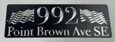 Engraved Personalized Custom US Flag House Home Number Street Address 14x5 Sign