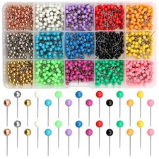 1500 PCS Map Push Pins, Map Tacks Marking Pins 1/8-Inch Plastic Round Head De