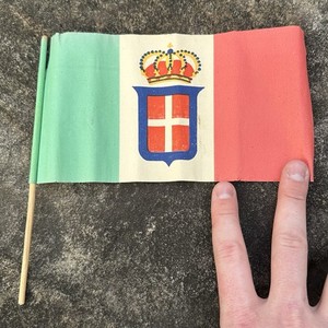 ORIGINAL WWII WW2 Italian Patriotic Rally Parade Handheld Paper Flag Italy
