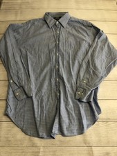 Polo Ralph Lauren Shirt Mens 17 34/35 Blue Check Andrew Classic Fit Long Sleeve