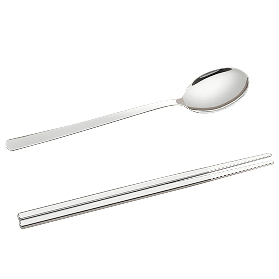 (Cream-Colored) Spoon And Chopsticks Set With Travel Case Stainless Steel - Image 4 of 4