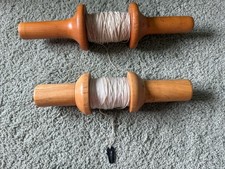 2 Vintage Thick Heavy Wooden Kite String Winder Spool Spindles 14   12.5  