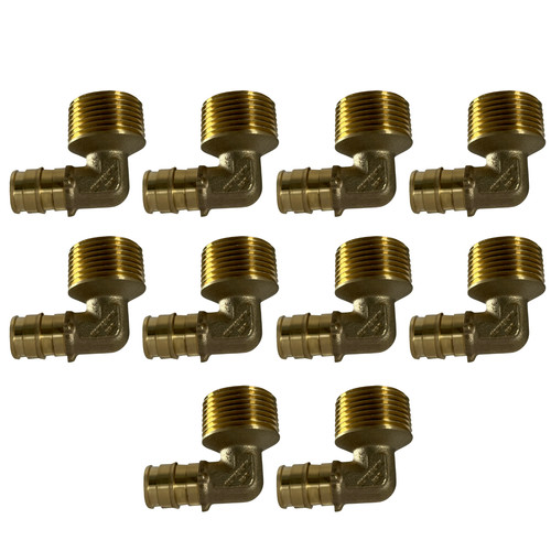 10 Pack XFITTING 1/2" Pex A x 3/4" Male Elbow, Expansion MNPT Elbow