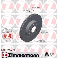 2X Zimmermann 600.3264.20 Bremsscheibe FüR VW Jetta Beetle 162 163 AV3 AV2 5C7