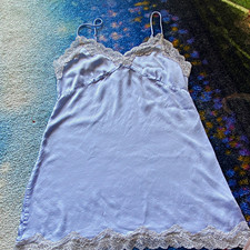 Aerie Women s Light Blue Solid Lace Full Slip, M, Adjustable Straps