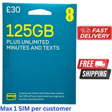 1 x EE TRIPLE CUT PAY AS YOU GO SIM CARD – £30 Pack - TOTAL ROLL OVER