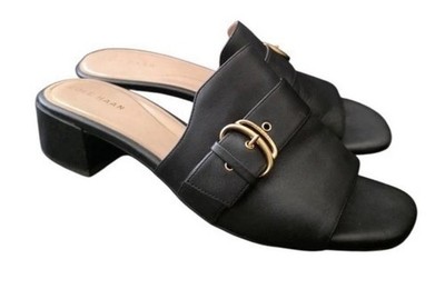COLE HAAN Crosby Black Leather Slide Sandal - Size 11 Slide Buckle