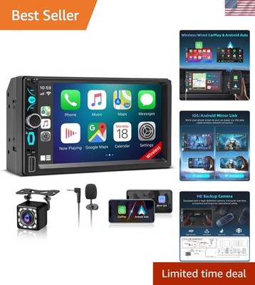 7'' Car Audio Receiver with Bluetooth 5.2, Apple Carplay & LED Rearview Camera