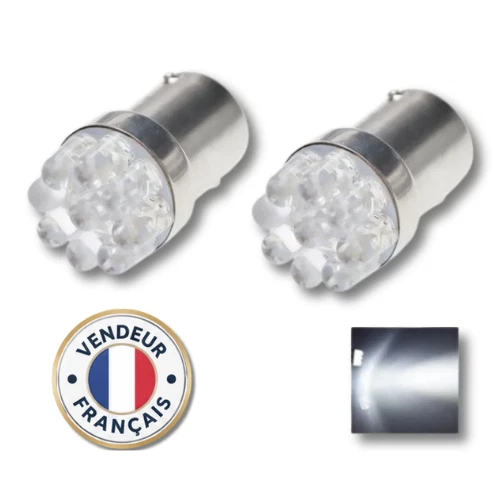 Ampoules LED P21/5W BAY15D Blanches 6000K Lampe 9 SMD Veilleuses motos scooters - Photo 1/2