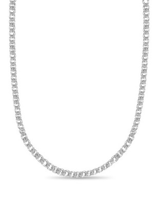 10k Solid White Gold Handmade 9mm Curb Link Necklace, 20''