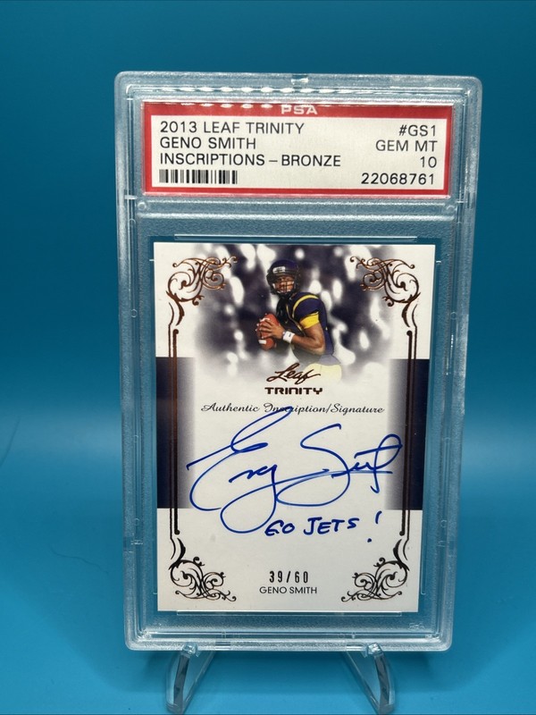 2013 Leaf Trinity Geno Smith Inscriptions BRONZE /60 Rookie Auto PSA 10